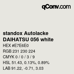 Color code: standox Autolacke - DAIHATSU 056 white | qconv.com