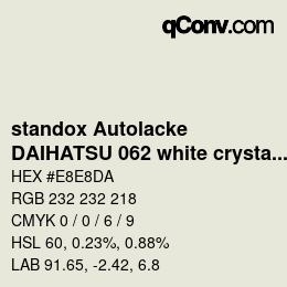 Color code: standox Autolacke - DAIHATSU 062 white crystal shine | qconv.com
