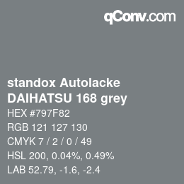 カラーコード: standox Autolacke - DAIHATSU 168 grey | qconv.com