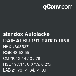 Code couleur: standox Autolacke - DAIHATSU 191 dark bluish gray | qconv.com