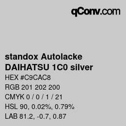 Código de color: standox Autolacke - DAIHATSU 1C0 silver | qconv.com