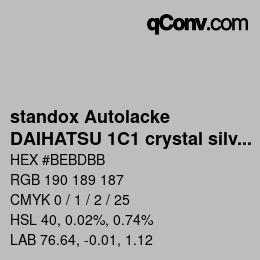 カラーコード: standox Autolacke - DAIHATSU 1C1 crystal silver | qconv.com