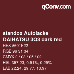 カラーコード: standox Autolacke - DAIHATSU 3Q3 dark red | qconv.com