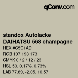 Code couleur: standox Autolacke - DAIHATSU 568 champagne | qconv.com