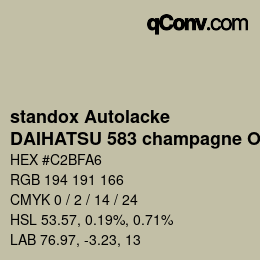 Code couleur: standox Autolacke - DAIHATSU 583 champagne OEM 2005 | qconv.com
