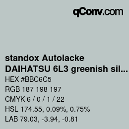 Code couleur: standox Autolacke - DAIHATSU 6L3 greenish silver | qconv.com