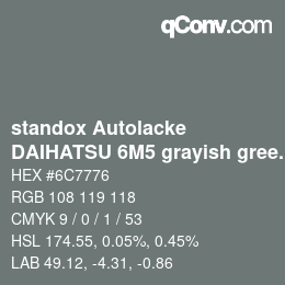 Código de color: standox Autolacke - DAIHATSU 6M5 grayish green graphite | qconv.com