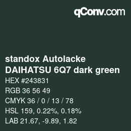 Código de color: standox Autolacke - DAIHATSU 6Q7 dark green | qconv.com