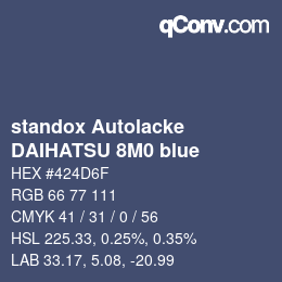 颜色代码: standox Autolacke - DAIHATSU 8M0 blue | qconv.com
