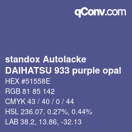 Código de color: standox Autolacke - DAIHATSU 933 purple opal | qconv.com