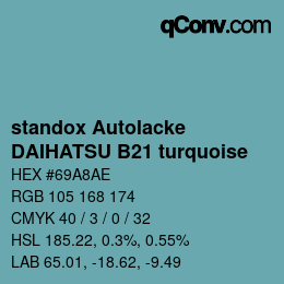 Code couleur: standox Autolacke - DAIHATSU B21 turquoise | qconv.com