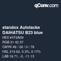 颜色代码: standox Autolacke - DAIHATSU B23 blue | qconv.com