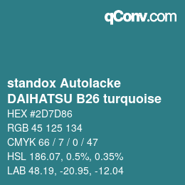カラーコード: standox Autolacke - DAIHATSU B26 turquoise | qconv.com
