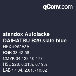 颜色代码: standox Autolacke - DAIHATSU B29 slate blue | qconv.com