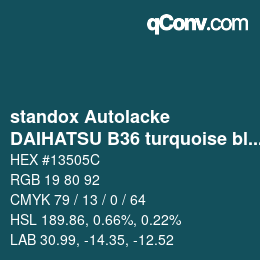 Código de color: standox Autolacke - DAIHATSU B36 turquoise blue | qconv.com