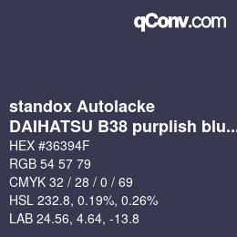 Farbcode: standox Autolacke - DAIHATSU B38 purplish blue | qconv.com