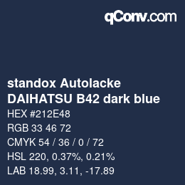 Code couleur: standox Autolacke - DAIHATSU B42 dark blue | qconv.com