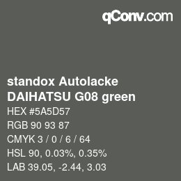 Color code: standox Autolacke - DAIHATSU G08 green | qconv.com