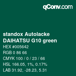 Código de color: standox Autolacke - DAIHATSU G10 green | qconv.com