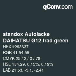 Color code: standox Autolacke - DAIHATSU G12 trad green | qconv.com