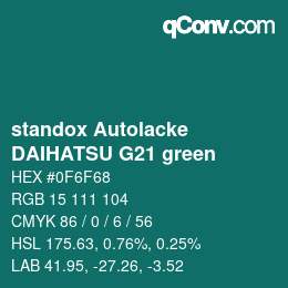 Código de color: standox Autolacke - DAIHATSU G21 green | qconv.com