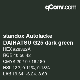 Code couleur: standox Autolacke - DAIHATSU G25 dark green | qconv.com