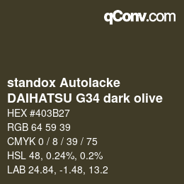 Color code: standox Autolacke - DAIHATSU G34 dark olive | qconv.com