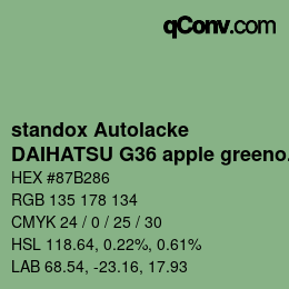 Código de color: standox Autolacke - DAIHATSU G36 apple greenopal | qconv.com