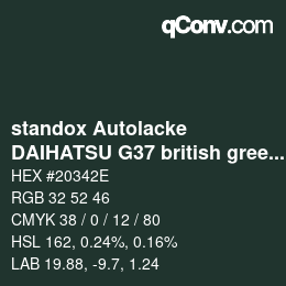 Code couleur: standox Autolacke - DAIHATSU G37 british green | qconv.com