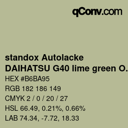 Code couleur: standox Autolacke - DAIHATSU G40 lime green OEM 2005 | qconv.com