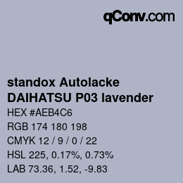 颜色代码: standox Autolacke - DAIHATSU P03 lavender | qconv.com