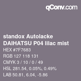 カラーコード: standox Autolacke - DAIHATSU P04 lilac mist | qconv.com