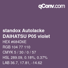 Farbcode: standox Autolacke - DAIHATSU P05 violet | qconv.com