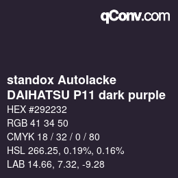 Color code: standox Autolacke - DAIHATSU P11 dark purple | qconv.com