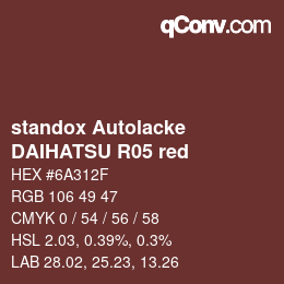 颜色代码: standox Autolacke - DAIHATSU R05 red | qconv.com