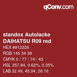 Code couleur: standox Autolacke - DAIHATSU R09 red | qconv.com