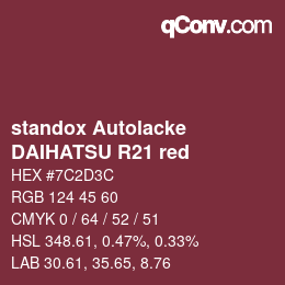 Código de color: standox Autolacke - DAIHATSU R21 red | qconv.com