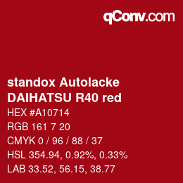 颜色代码: standox Autolacke - DAIHATSU R40 red | qconv.com