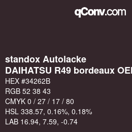 Farbcode: standox Autolacke - DAIHATSU R49 bordeaux OEM 2006 | qconv.com