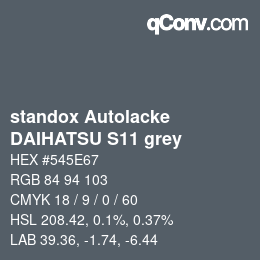 Código de color: standox Autolacke - DAIHATSU S11 grey | qconv.com
