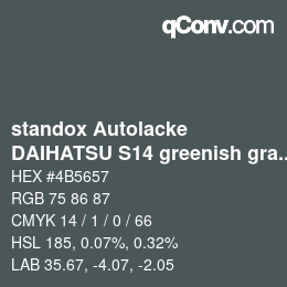 Code couleur: standox Autolacke - DAIHATSU S14 greenish gray | qconv.com