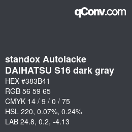 カラーコード: standox Autolacke - DAIHATSU S16 dark gray | qconv.com