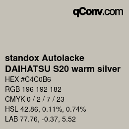 Color code: standox Autolacke - DAIHATSU S20 warm silver | qconv.com