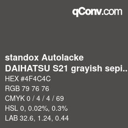 Código de color: standox Autolacke - DAIHATSU S21 grayish sepia | qconv.com