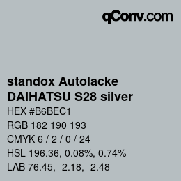 Código de color: standox Autolacke - DAIHATSU S28 silver | qconv.com