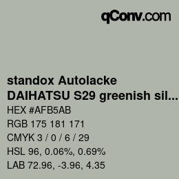 Code couleur: standox Autolacke - DAIHATSU S29 greenish silver opal | qconv.com