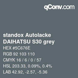 Código de color: standox Autolacke - DAIHATSU S30 grey | qconv.com