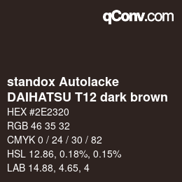 Code couleur: standox Autolacke - DAIHATSU T12 dark brown | qconv.com