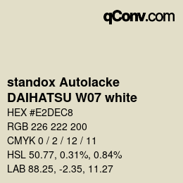 Farbcode: standox Autolacke - DAIHATSU W07 white | qconv.com