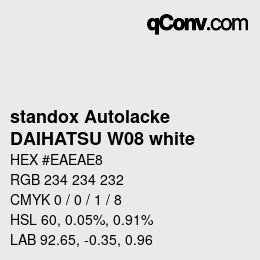 カラーコード: standox Autolacke - DAIHATSU W08 white | qconv.com